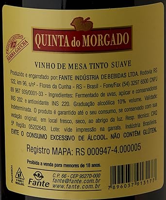 Vinho de Mesa Tinto Suave 2
