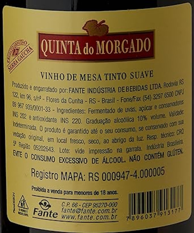 Vinho de Mesa Tinto Suave 2