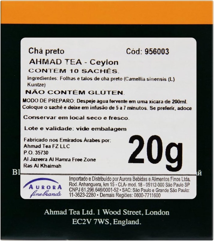 Chá Preto Ceylon Tea Ahmad Tea London 3