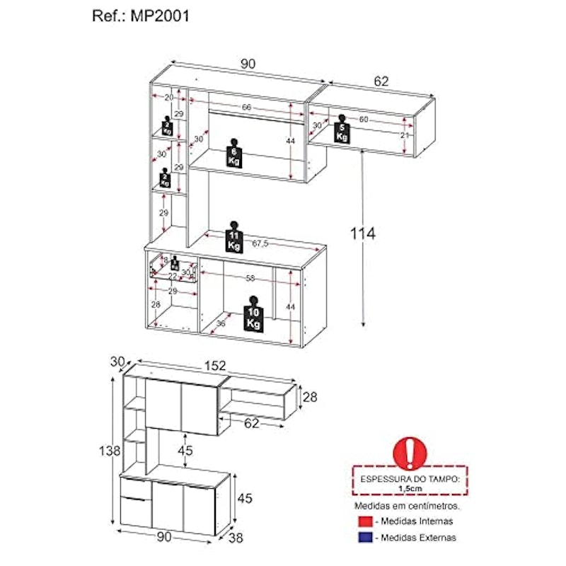 Armário de Cozinha Compacta e Balcão Sofia 5