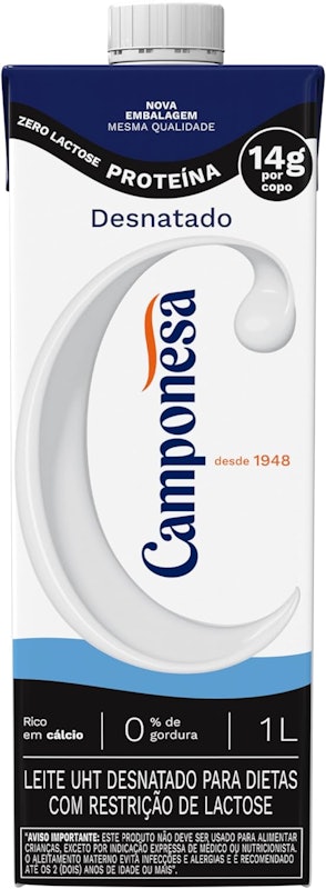 Leite UHT Desnatado Camponesa Zero Lactose 1