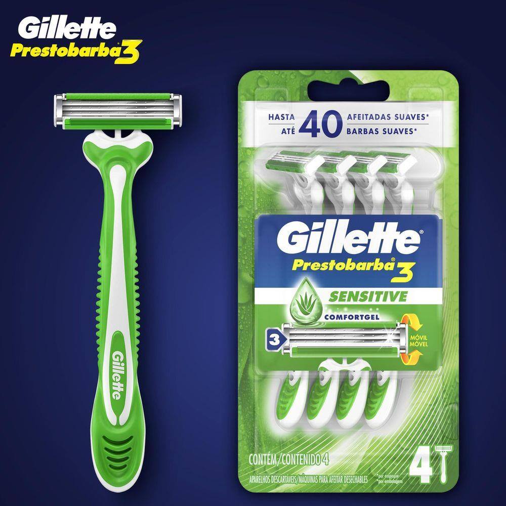 Aparelho de Barbear Descartável Gillette Prestobarba3 Sensitive 2