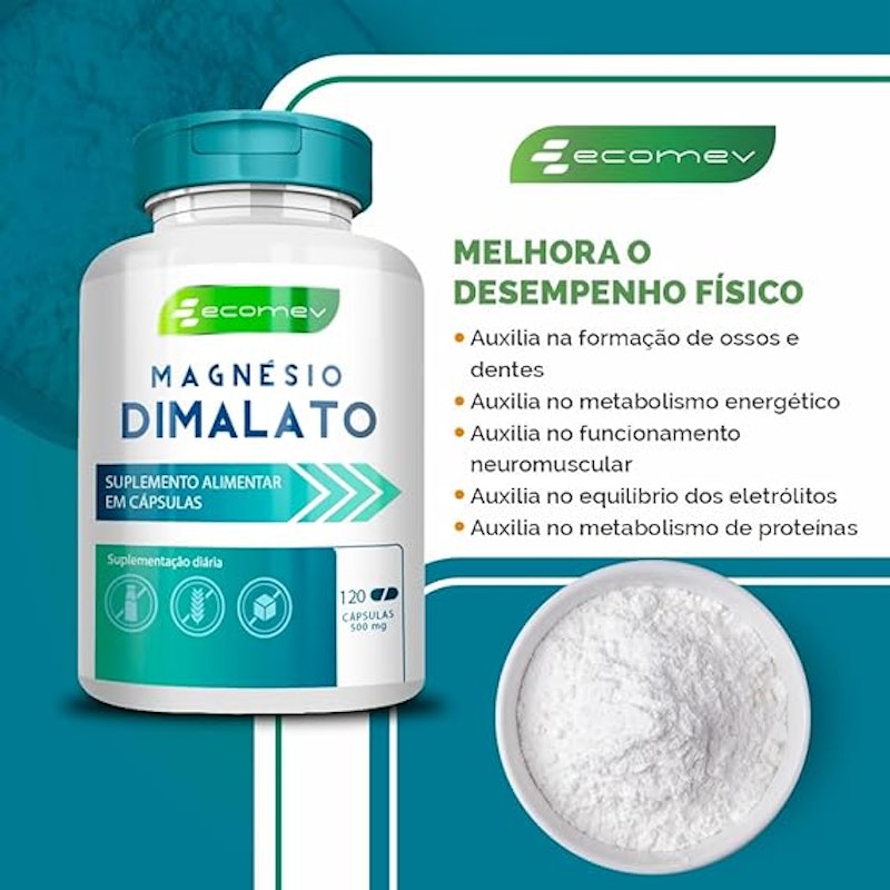 Magnésio Dimalato 500 mg 120 Cápsulas 3
