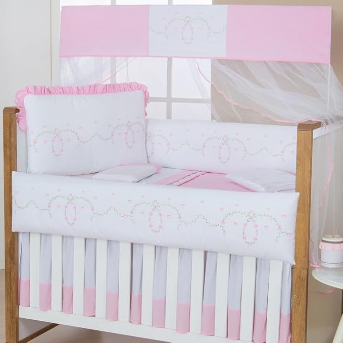 Kit Berço Menina Bordado 9 Peças  1