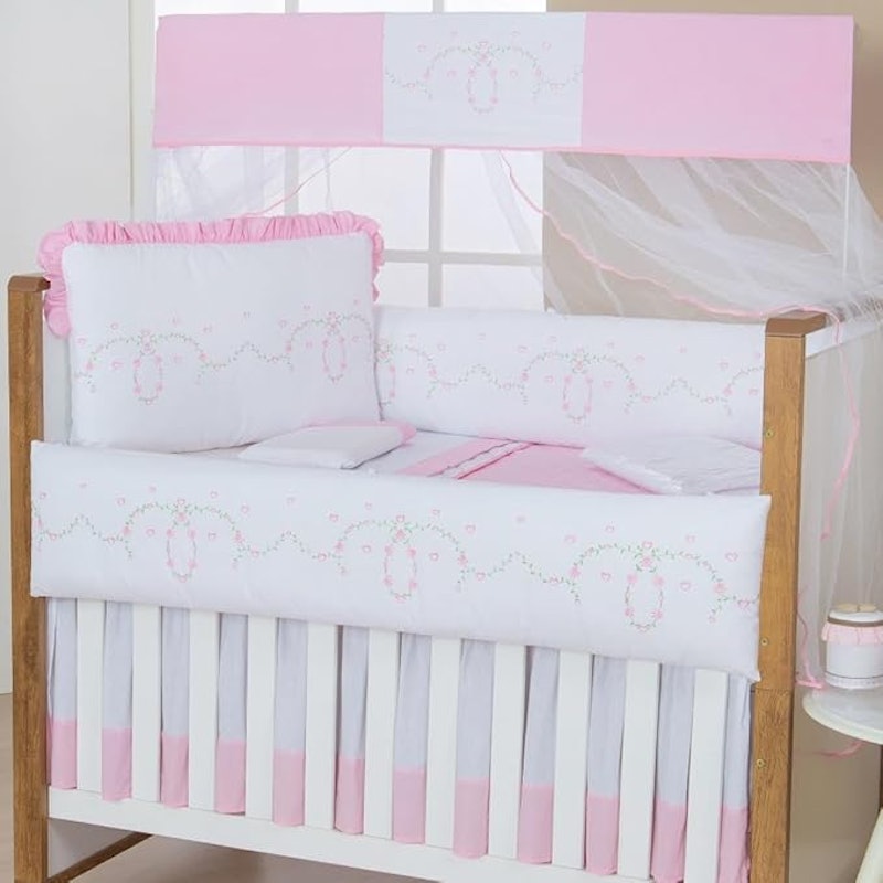Kit Berço Menina Bordado 9 Peças 1