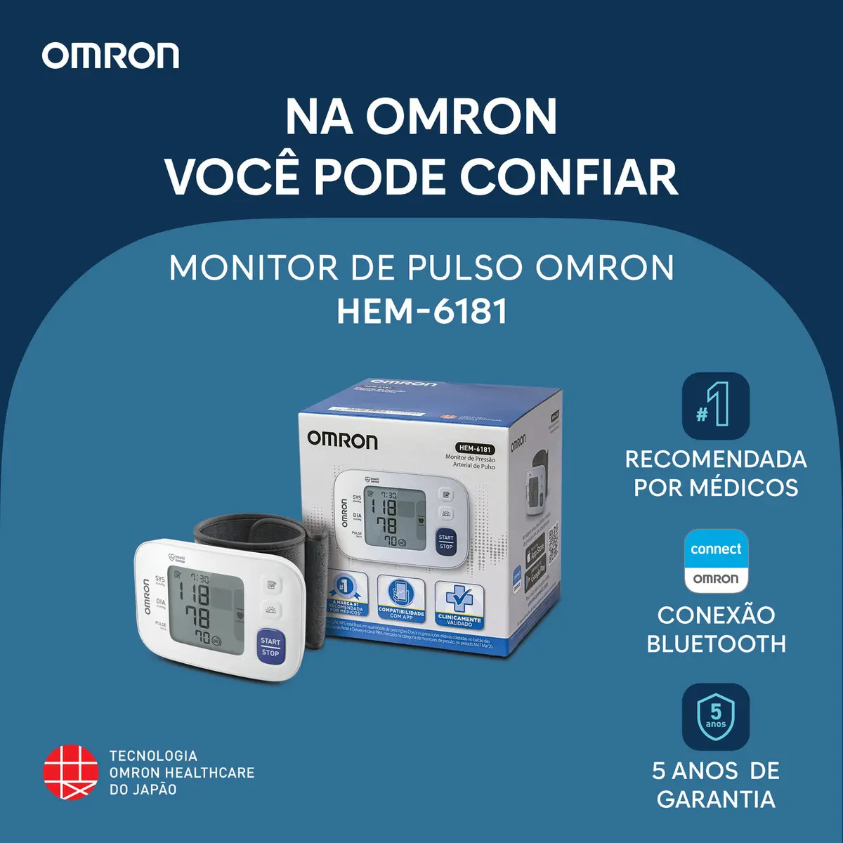 Monitor de Pressão Arterial de Pulso Omron HEM-6181 2