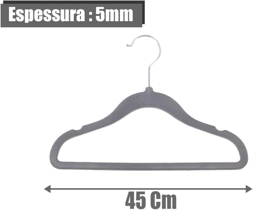 Kit 50 Cabides de Veludo 360° Antideslizante 4