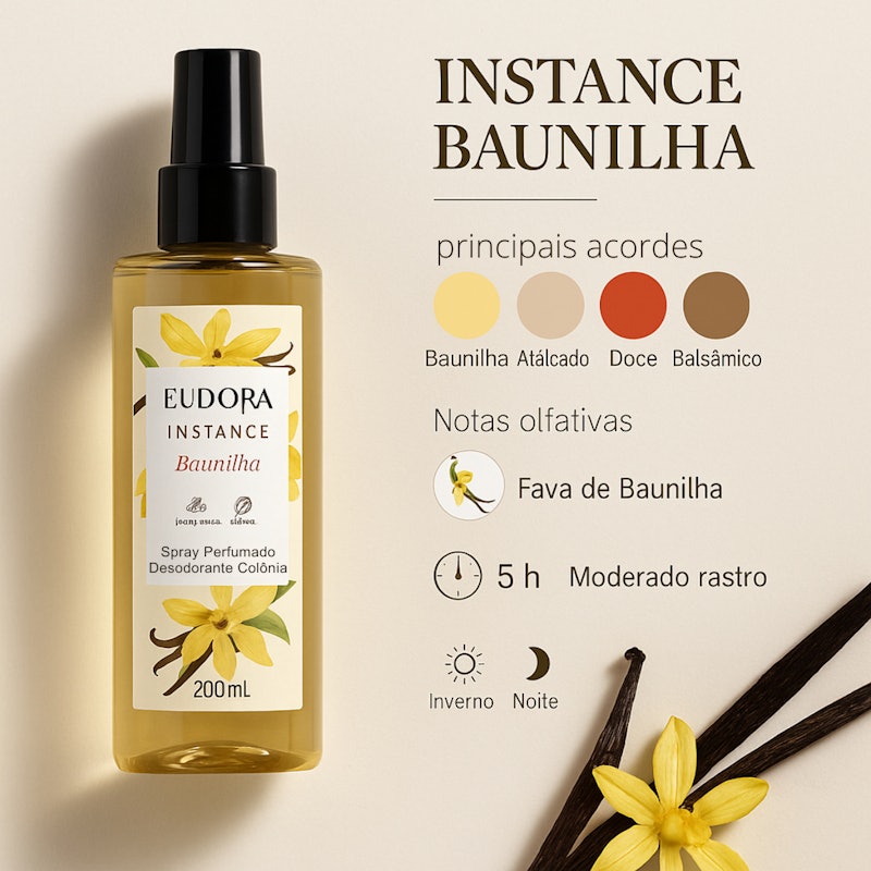 Spray Perfumado Desodorante Colônia Instance Baunilha 2
