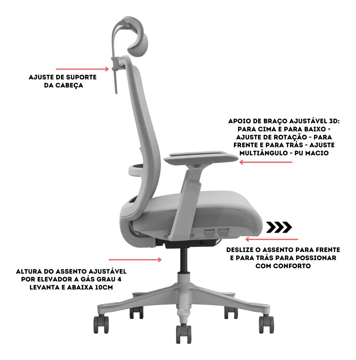 Cadeira de Escritório V1 Connect Ergonômica 5