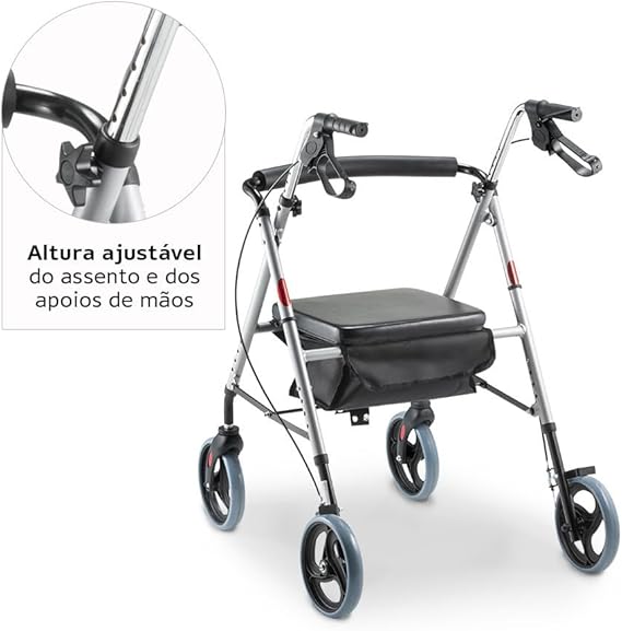 Andador Dobrável 4 Rodas com Assento  4