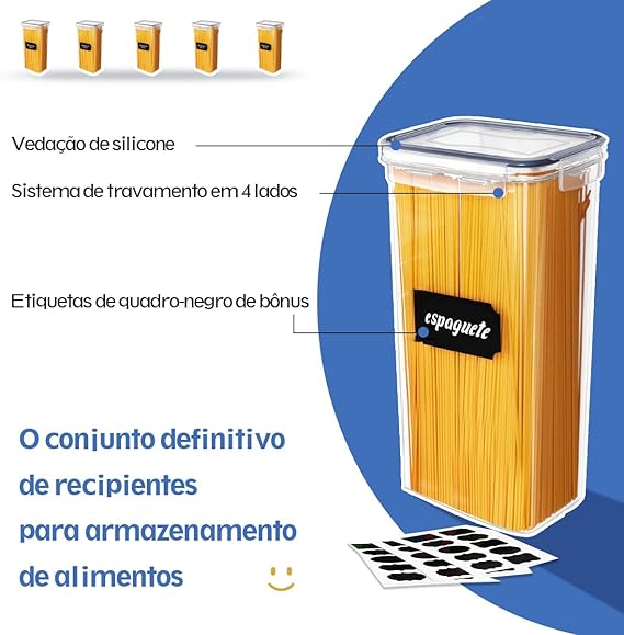 Kit 15 Potes Tampa Hermético Porta Alimentos 4