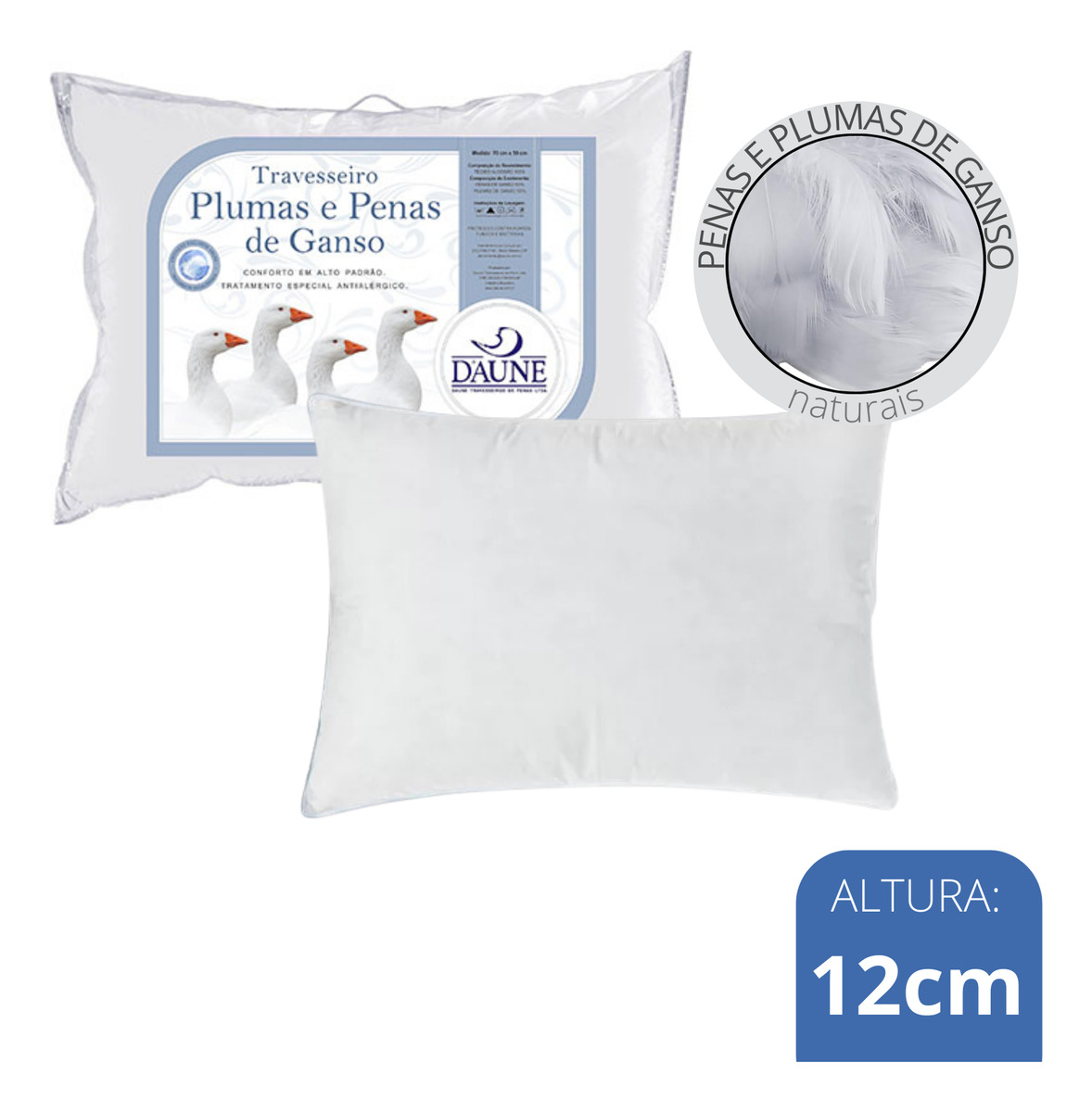 Travesseiro Daune 50% Pena de Ganso e 50% Pluma de Ganso 3