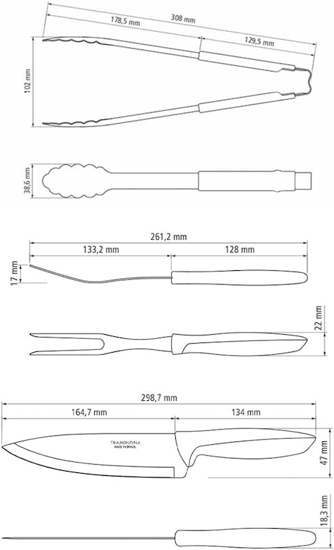 Kit para Churrasco Tramontina Plenus com Lâminas em Aço Inox 3 Peças 3