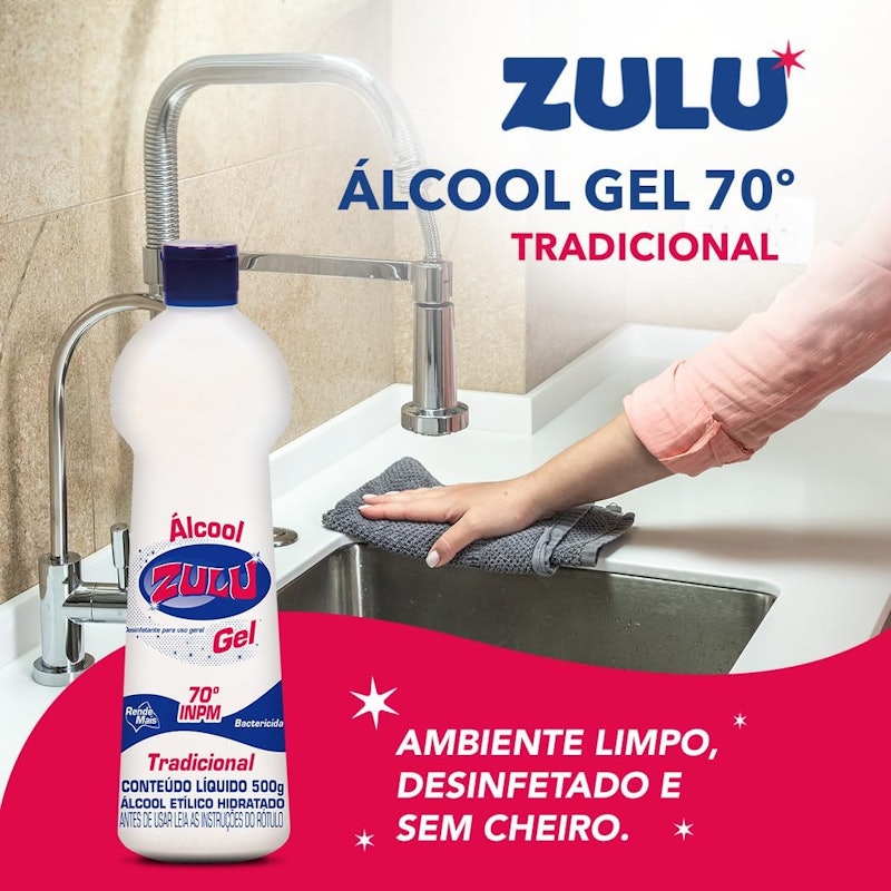 Álcool Gel Zulu 70°INPM Tradicional 2