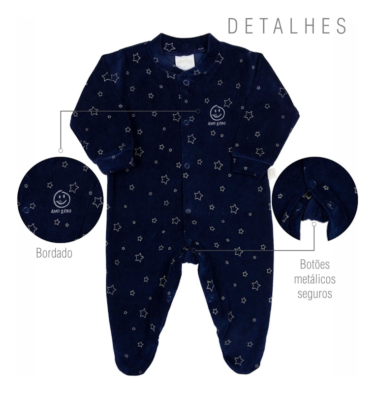 Macacão Bebê Menino Plush Estampado e Listrado Kit Macacão Plush Menino 3 Peças 4