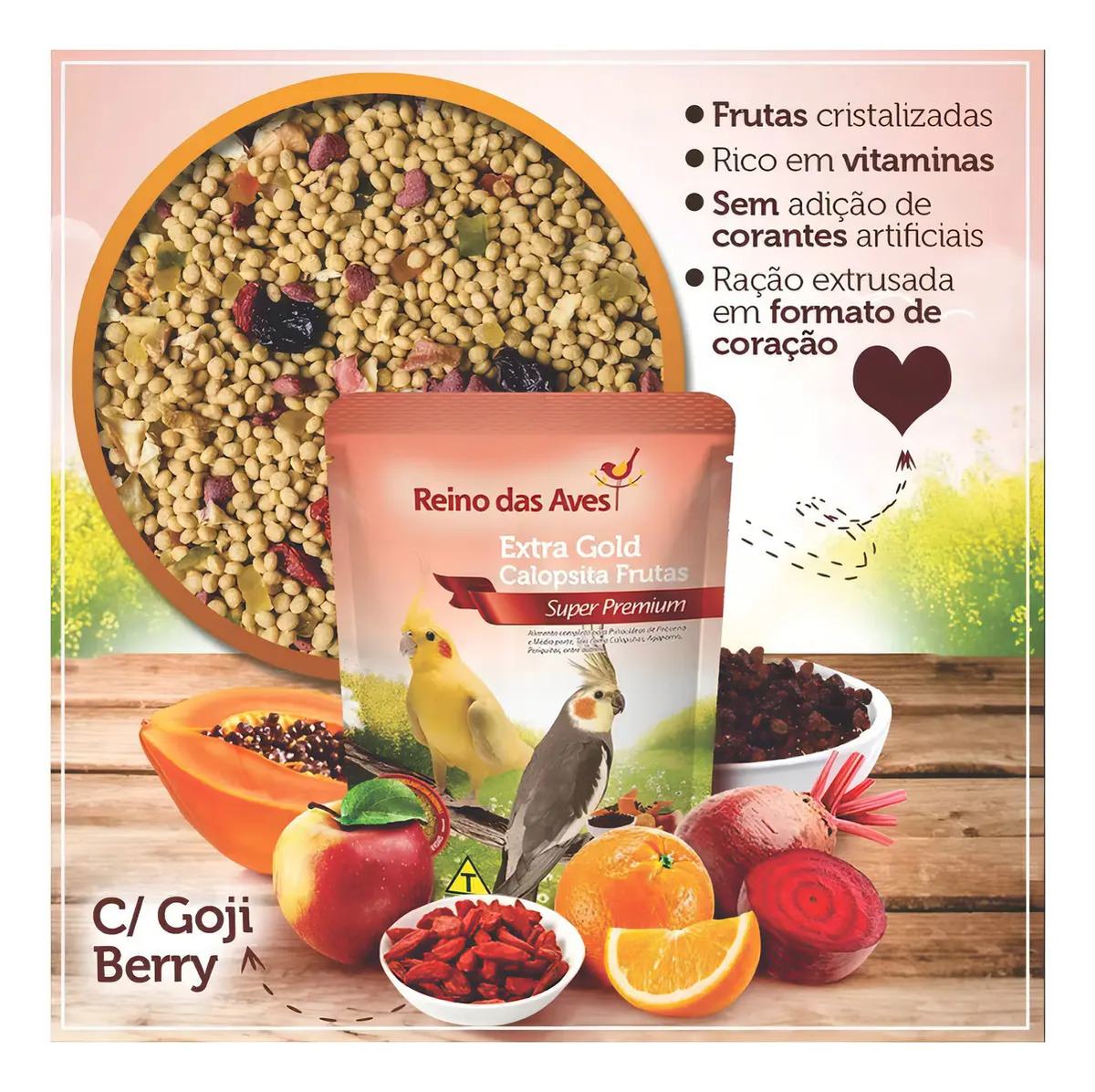 Extra Gold Calopsita Frutas Reino das Aves 2