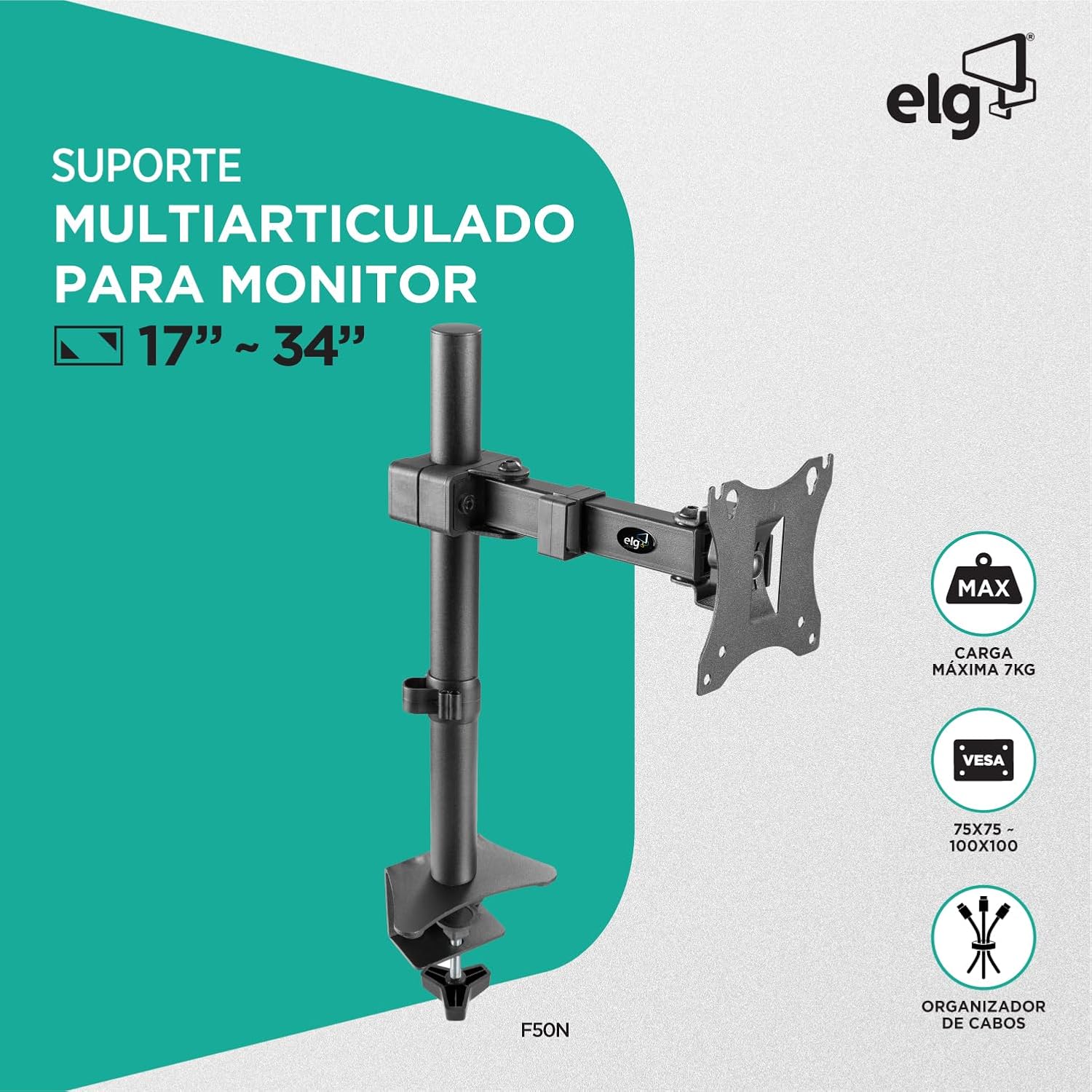 Suporte Ergonômico Articulado para Monitor de 17” a 34” Elg 2