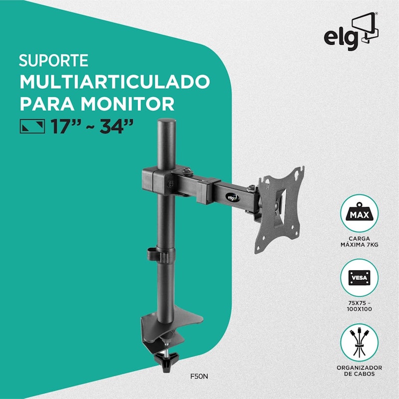 Suporte Ergonômico Articulado para Monitor de 17” a 34” Elg 2