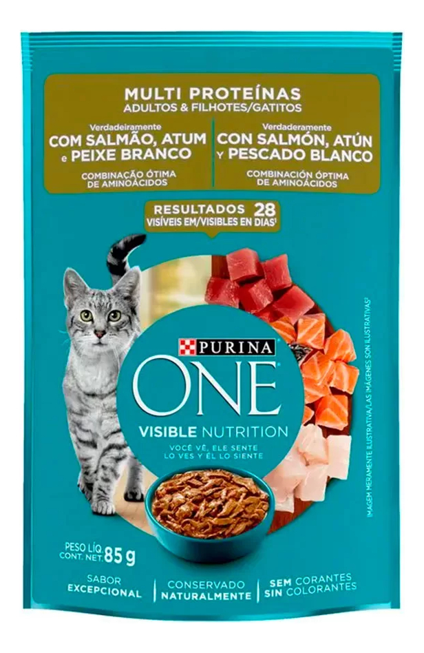 Alimento Úmido One Multi Proteínas para Gatos 1