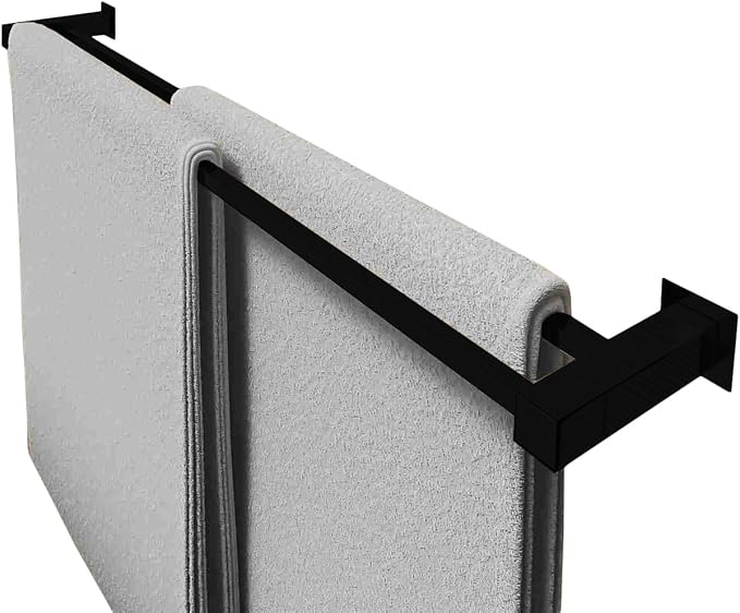 Porta Toalha Duplo De Banheiro Aço Inox 304 Preto Fosco 2