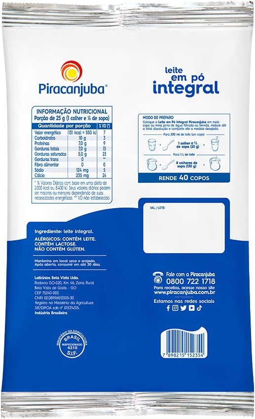 Leite em Pó Integral Piracanjuba 2