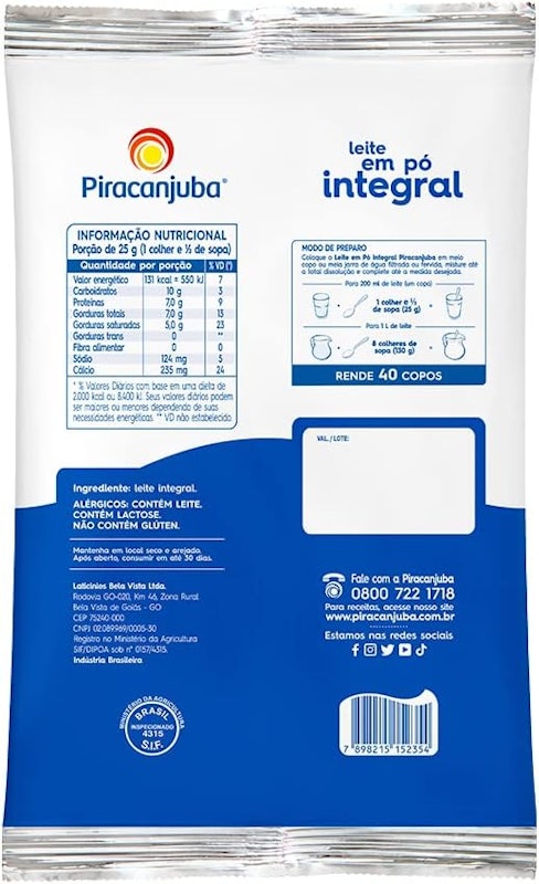 Leite em Pó Integral Piracanjuba 2