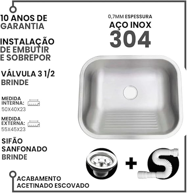 Tanque Inox Lavanderia 50x40 2