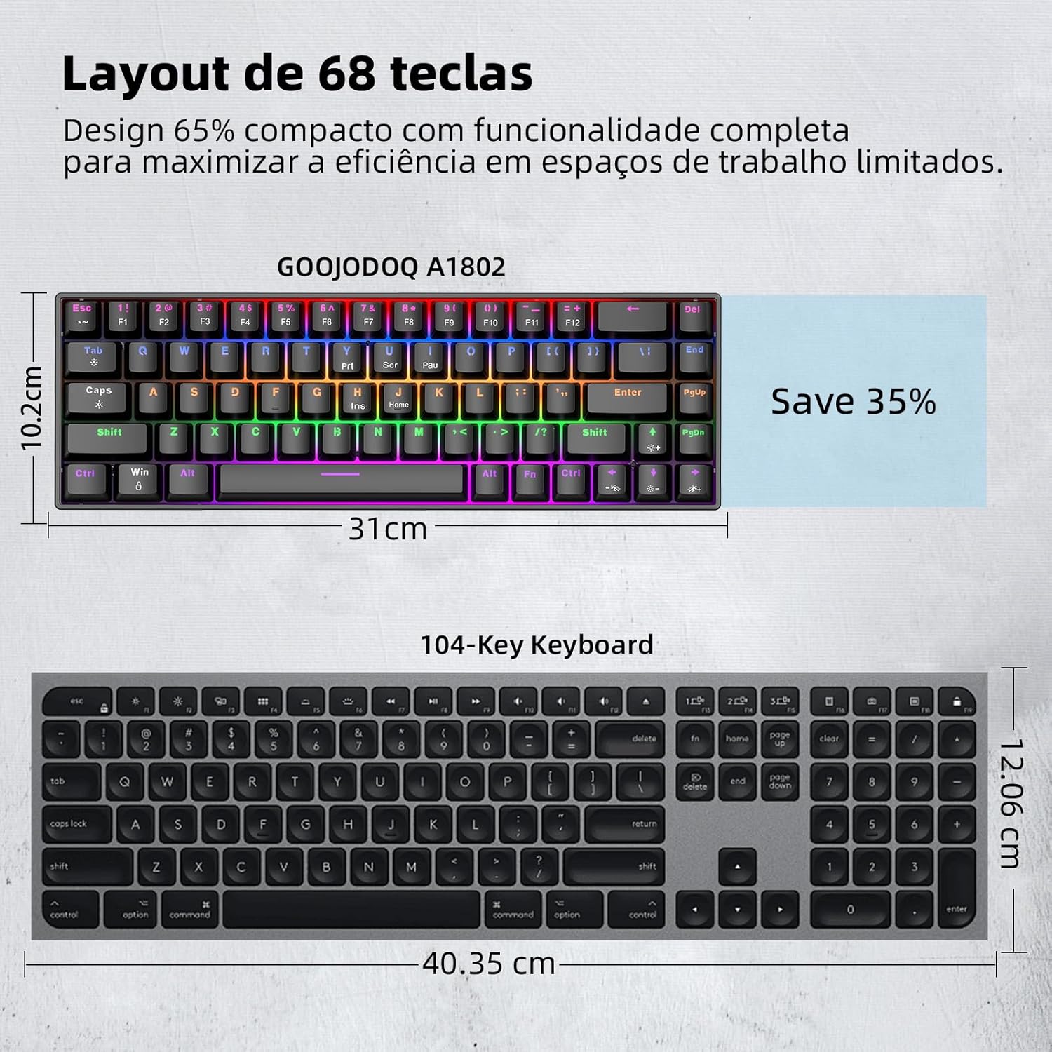 Teclado Mecânico com Fio 65% A1802 3