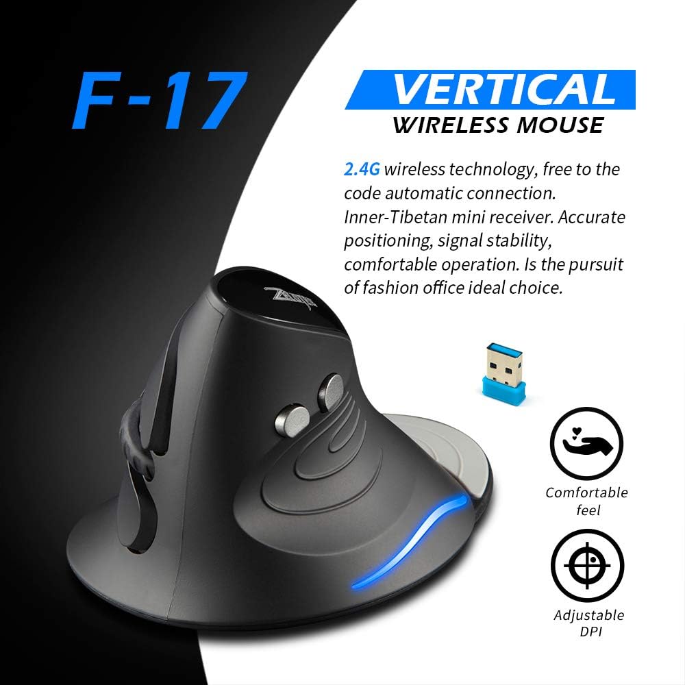 Zelotes Mouse Vertical sem Fio Design Ergonômico 2021 2