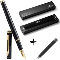 Kit Caneta Crown Capricci Tinteiro Ponta de Pena Iridium Alemã