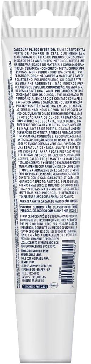 Adesivo de Montagem PL 500 Interior 2
