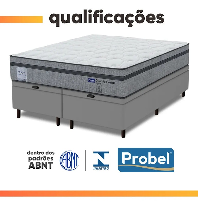 Cama Box Baú King Probel Molas Ensacadas Euro In Guarda Costas Stone 4