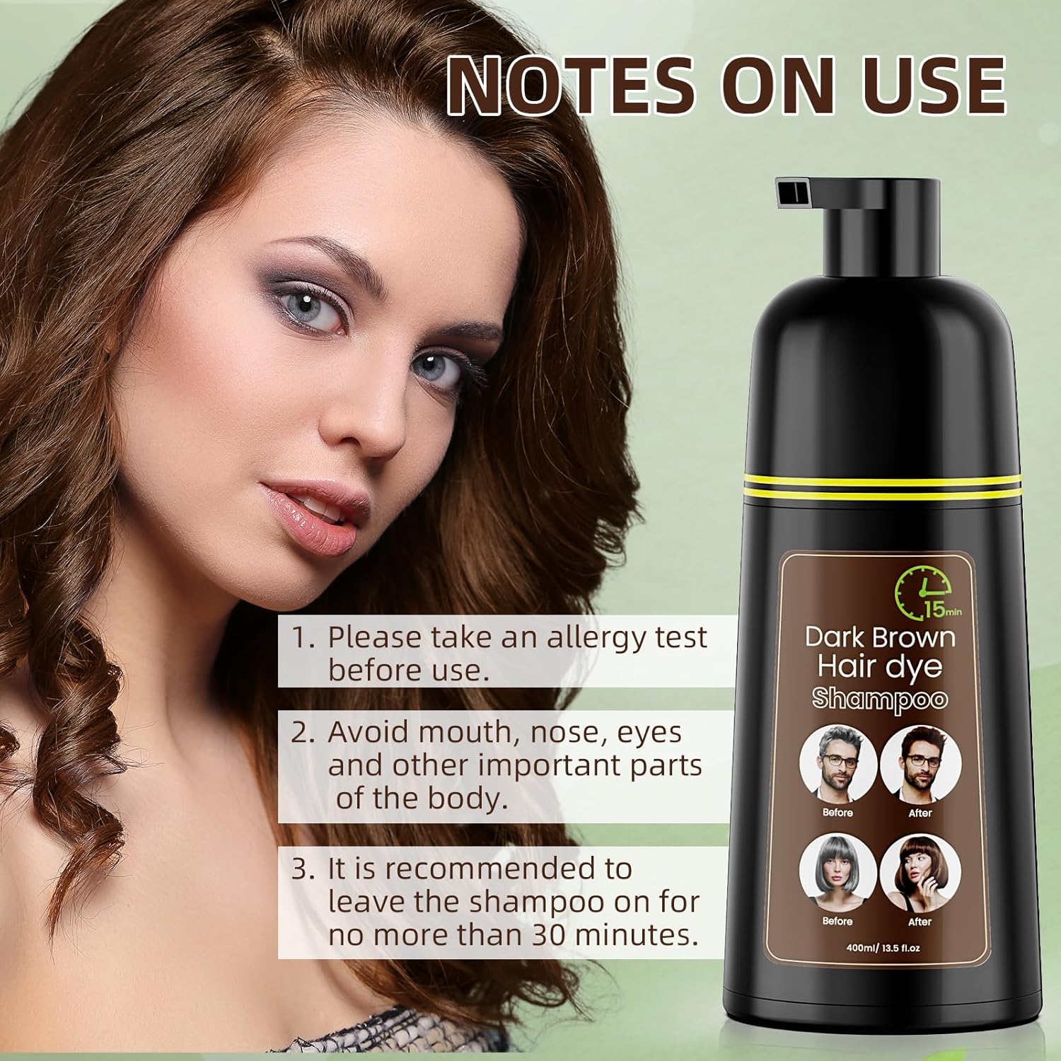 Shampoo de Tintura de Cabelo 3 em 1 Iiimeidu 2