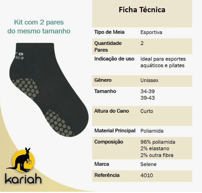 Kit 2 Pares Meias Hidro Pilates Antiderrapante 2