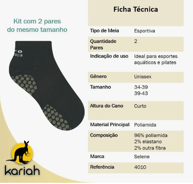 Kit 2 Pares Meias Hidro Pilates Antiderrapante 2