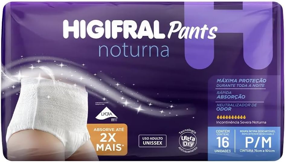 Fralda Geriátrica Higifral Pants Noturna P/M 16 Unidades 1
