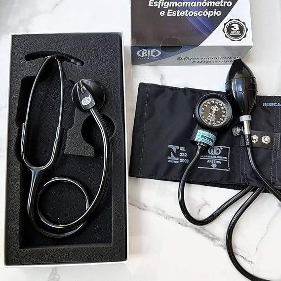 Kit Esfigmomanômetro + Estetoscópio Duplo com Estojo Bic 3