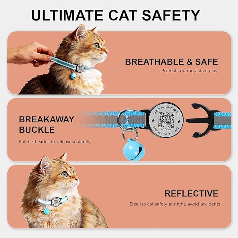 Coleira Breakaway para Gatos com Sino de Segurança e Tiras Refletivas 3