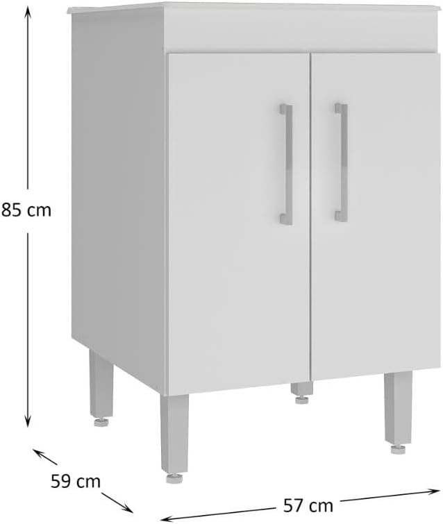 Tanque de Lavanderia 45 L com Gabinete 2 Portas  5