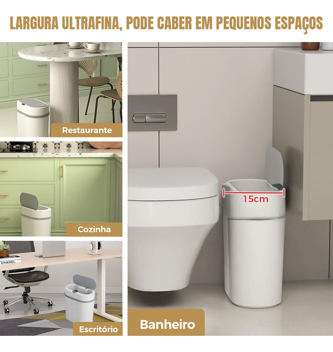 Lixeira 12 L Grande Automática com Sensor 5