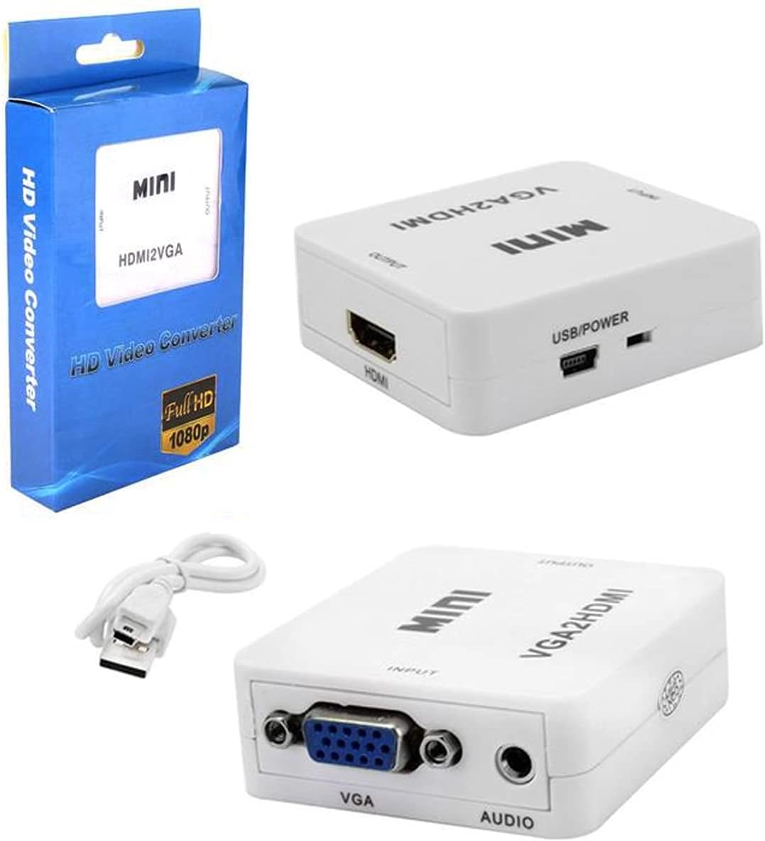 Mini Conversor Adaptador HDMI para VGA + Áudio 1