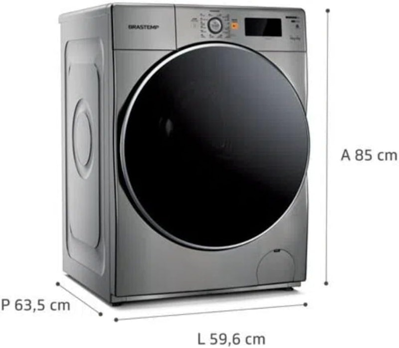 Lava e Seca Brastemp 10,1 kg/6 kg Prata Água Quente 2