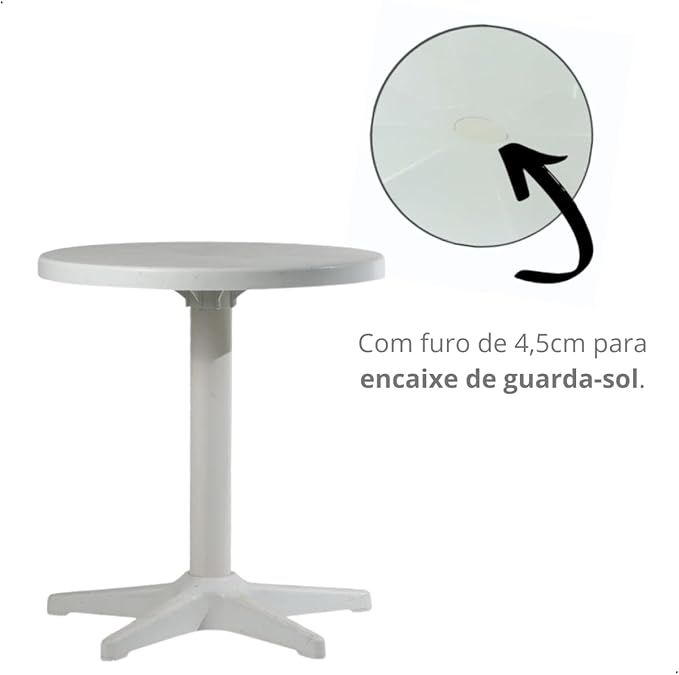 Mesa Redonda Bistrô de Plástico para Área Gourmet Piscina Sol Praia Bar Lanchonete 2