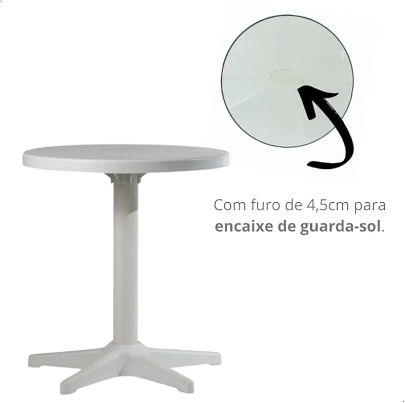Mesa Redonda Bistrô de Plástico para Área Gourmet Piscina Sol Praia Bar Lanchonete 2