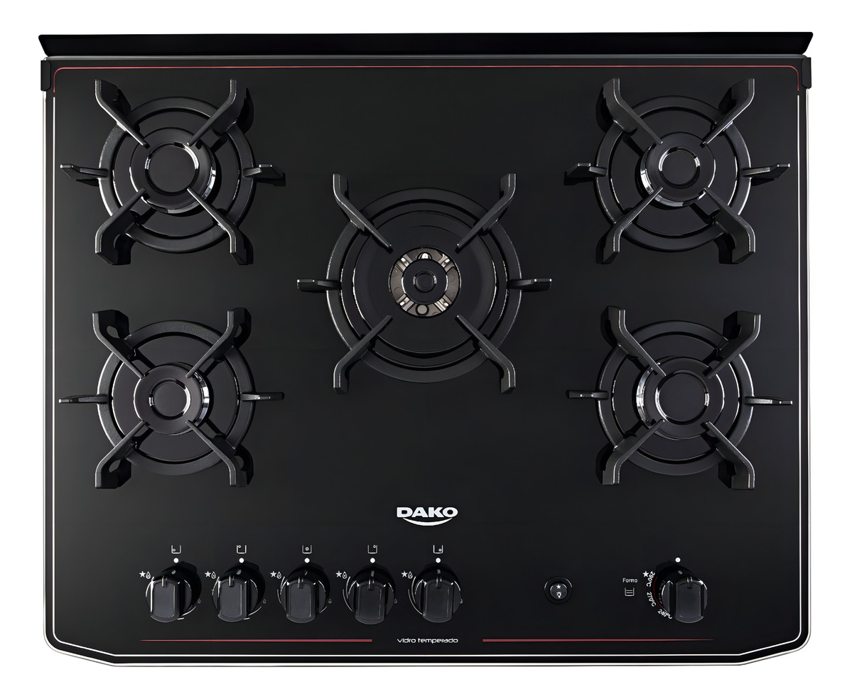 Fogão 5 Bocas Preto com Mesa de Vidro Dako Magister Bivolt 3