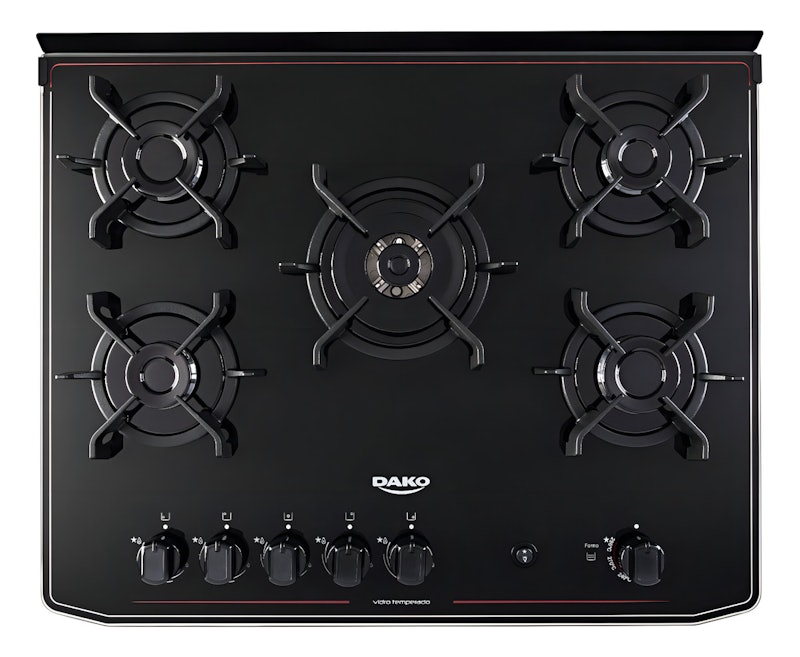 Fogão 5 Bocas Preto com Mesa de Vidro Dako Magister Bivolt 3