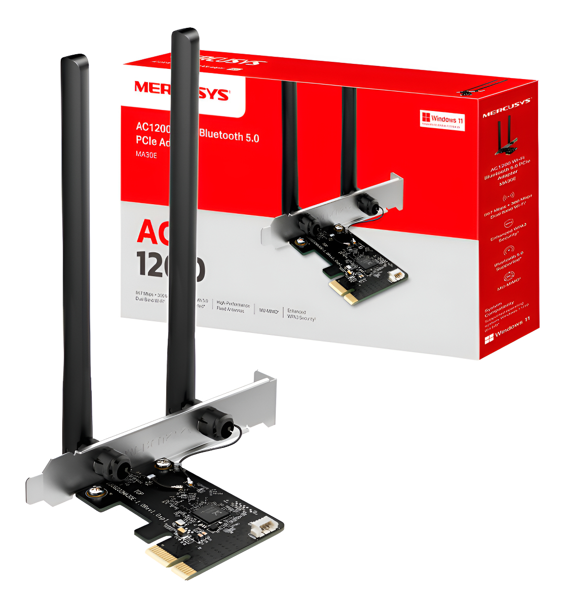 Adaptador PCIe Bluetooth AC1200 Wi-Fi 4