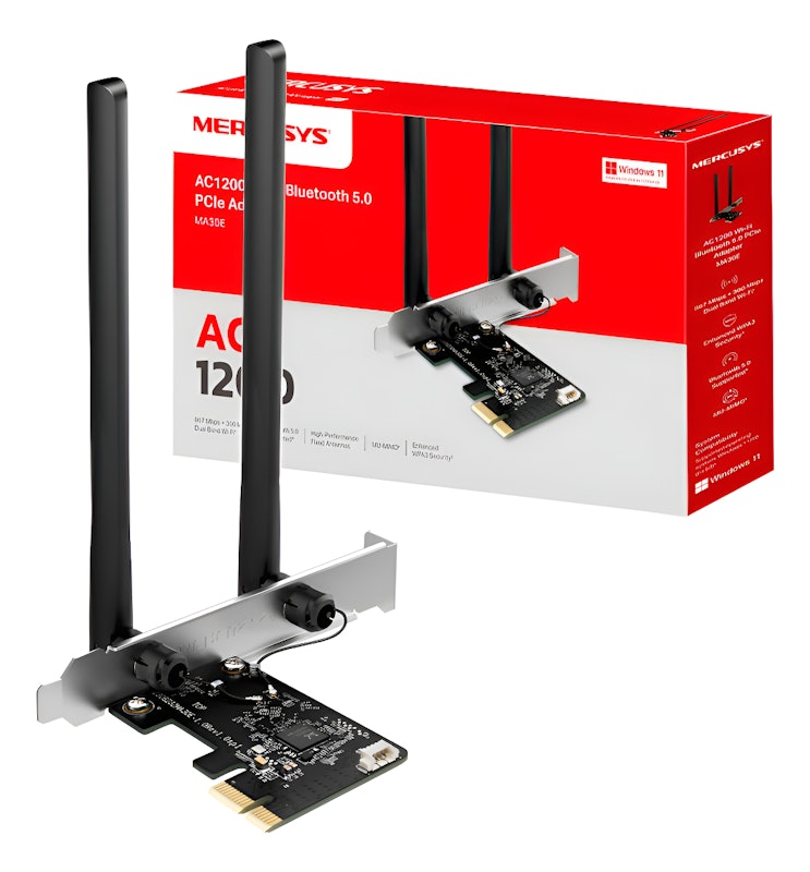 Adaptador PCIe Bluetooth AC1200 Wi-Fi 4
