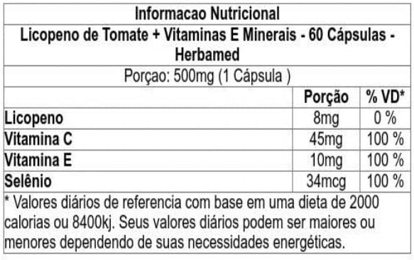 Licopeno de Tomate + Vitaminas e Minerais Herbamed 2
