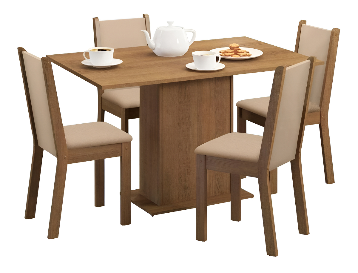 Conjunto Sala de Jantar Madesa Talita Mesa Tampo de Madeira com 4 Cadeiras 2